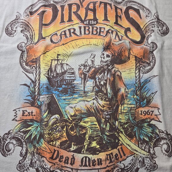 Disney Tee Pirates of the Caribbean Skeleton T-Shirt - Picture 1 of 9